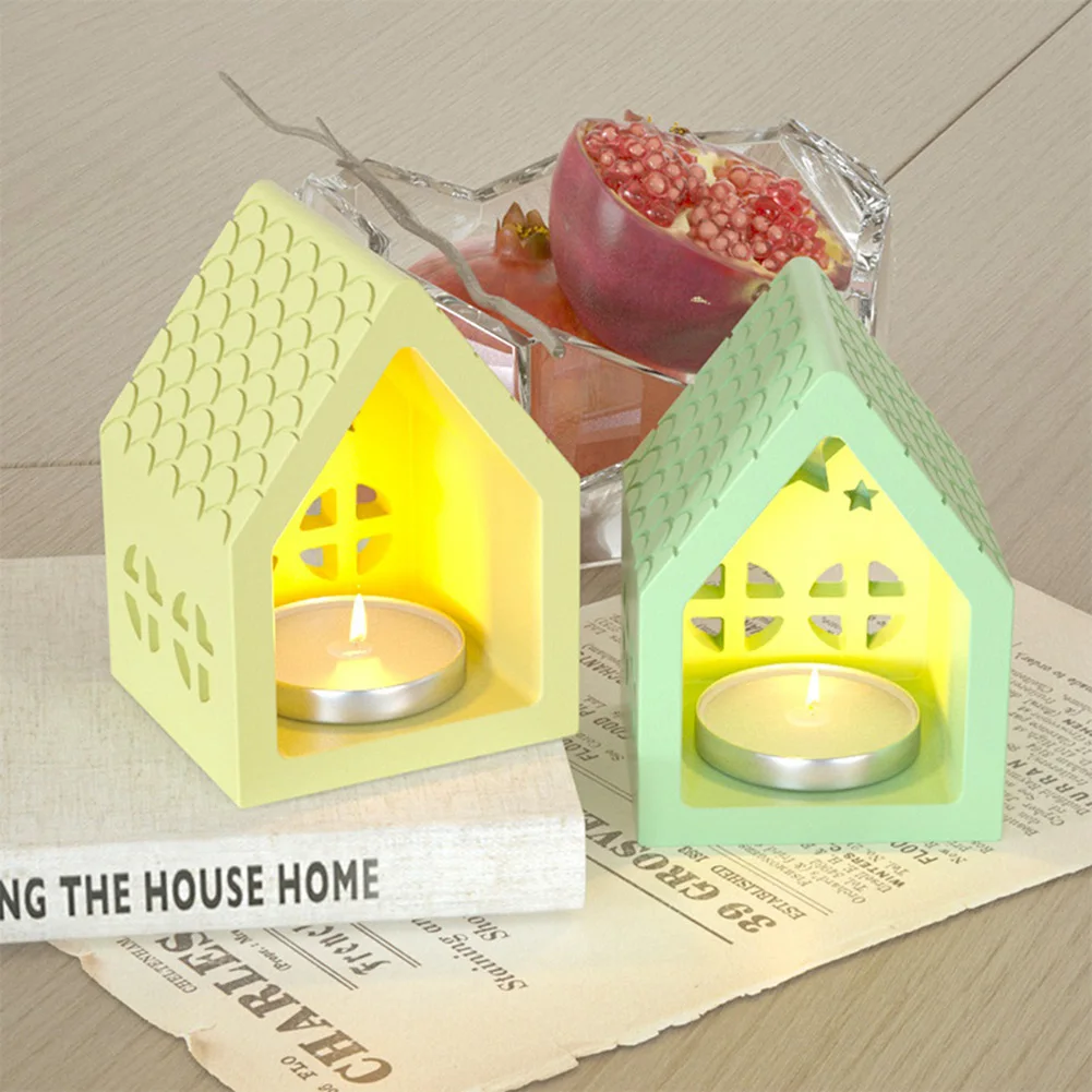 1/2/3/4Pcs House Candle Holder Mold Houses Casting Mould Silicone Mold for Desktop Ornaments Table Candle Decorations
