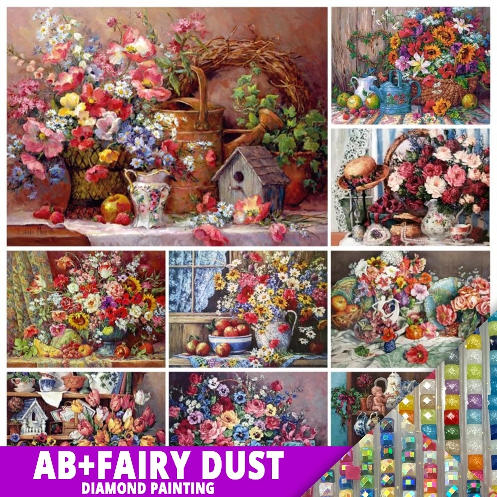 

Набор для алмазной вышивки AB Fairy Dust 5D DIY, картина квадратной/круглой мозаики, подвесная живопись, домашний декор