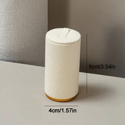 Premium Ultra - Fiber Velvet Ring Display Stand - Elegant Jewelry Organizer with Stylish Metal Base (Beige high style)