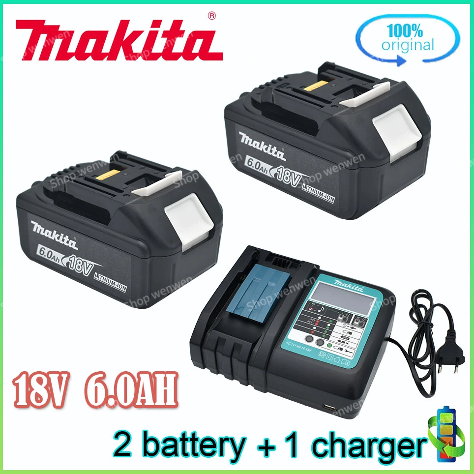 

100% original Makita 18V 6.0Ah rechargeable power tool battery with LED charger replacement LXT BL1860B BL1860 BL1850