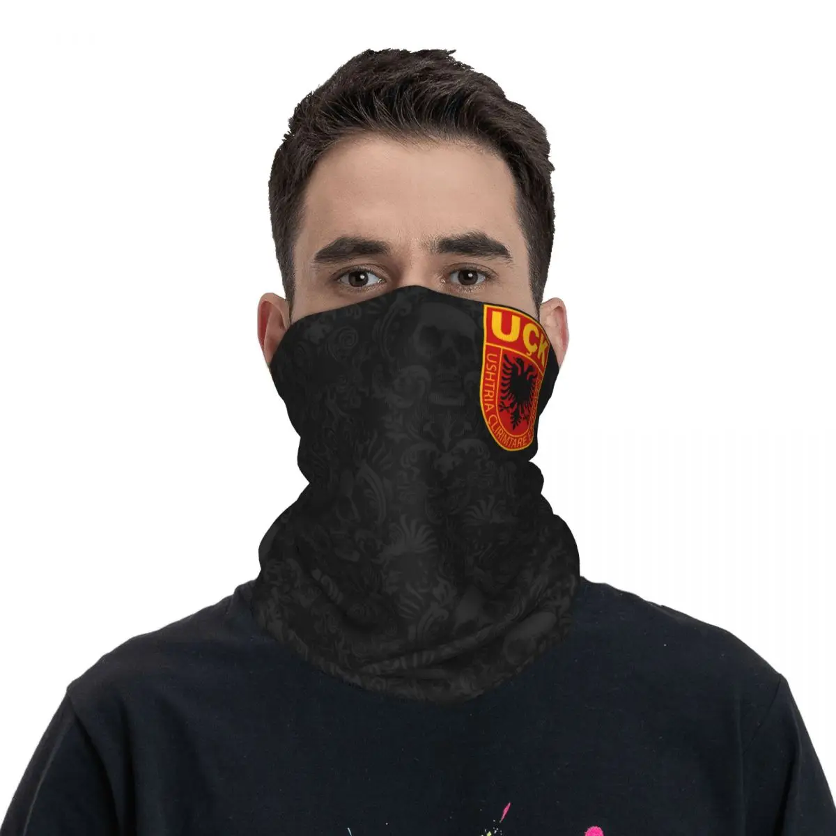 Cycling bandana cycling mask neck gaiter Uck Albanian Eagle Bandana Neck Gaiter Motocross Wrap Scarf Cycling Face Mask Hiking Unisex Adult Washable