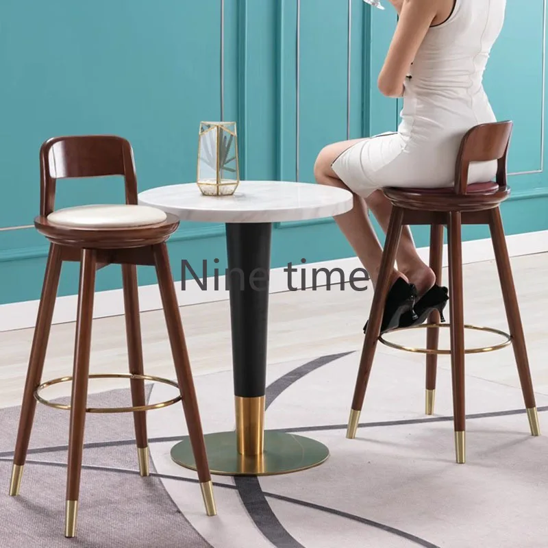 

Nordic Modern Wood Bar Chairs Counter Luxury Commercial Design Library Bar Chairs Kitchen High Taburetes Altos Cocina Furniture