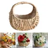 Willow Rattan Flower Girl Baskets Yellow Woven Basket Flower Arrangement Basket Handmade Sturdy Wicker Half Moon Baskets Wedding 5