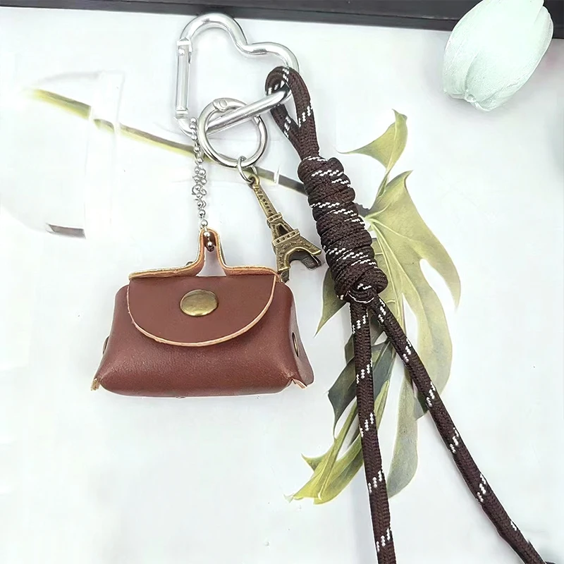 Leather Rope Luxury Bag Key Chain Coin Purse Exquisite Luxury Bag Lucky Pendant Cute Phone Decor Car Key Ring Bag Hanging