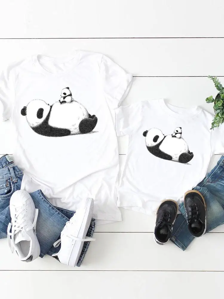 

Family Matching Outfits Panda Sweet 90s Cute Women Kid Child Summer Mom Mama Girl Boy Mother Tshirt Tee T-shirt Clothes Clothing