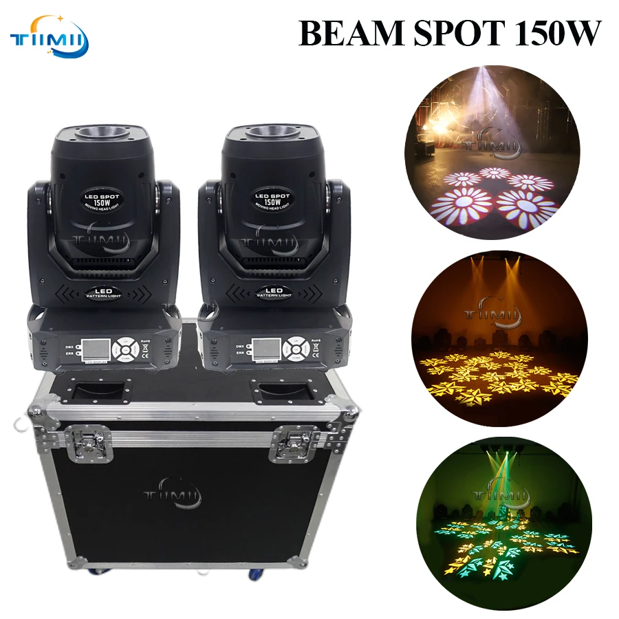 

1Case 2Pcs 150W Led Spot Moving Head Light 14 channels Prism Spot Light With Rotation Gobo For Dj Stage Dmx 512 Beam light