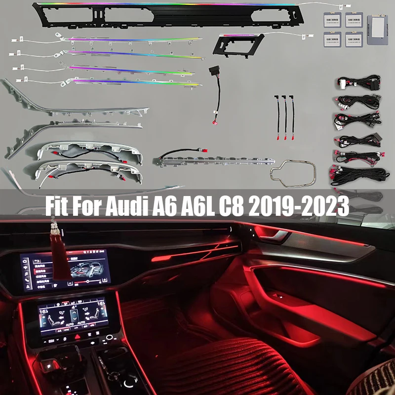 

Perfect Central Control Radium Engraving 33 Light Atmosphere Light Fit for Audi A6 A6L C8 2019 2020 2021 - 2023 Ambient Light