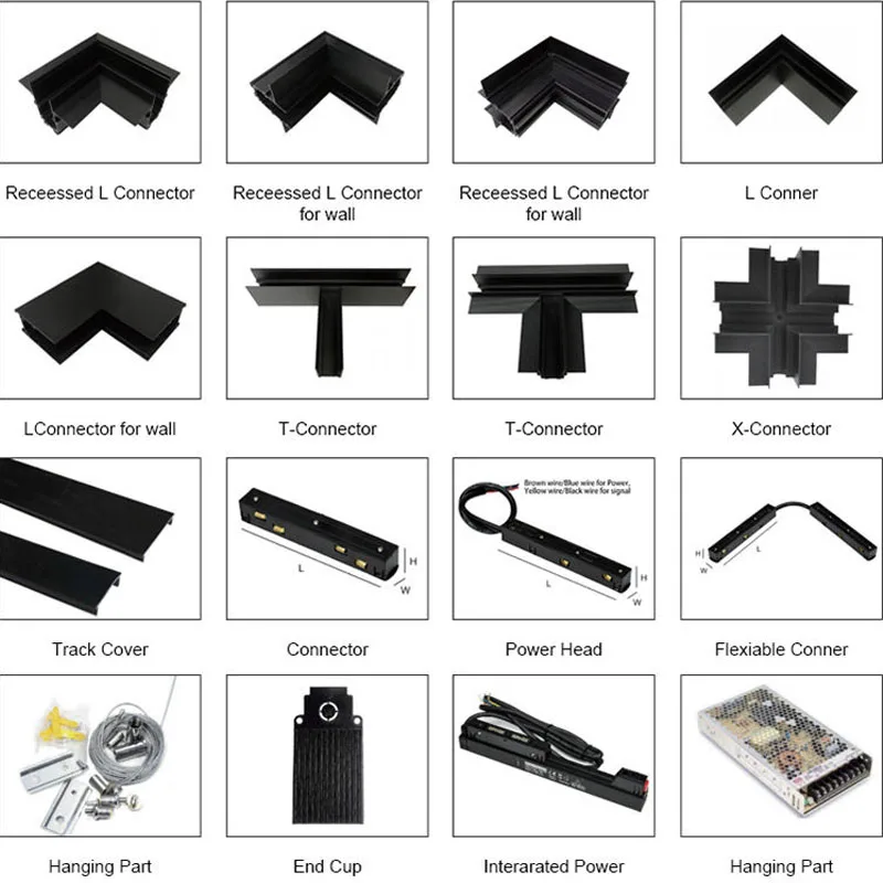 MT20 Magnetic Track Light DC48V 2MM-Thick Thickened Aluminum Rail LED Mordern Living Room Home Customizable-Rail Black/White 4