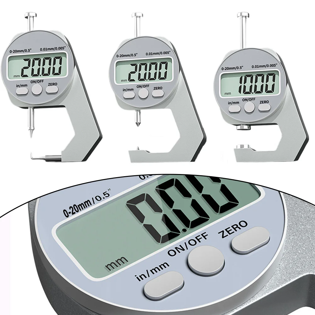 Description Picture 3 of item0-20mm Digital Display Thickness Gauge Electronic Thickness Meter Flat Head Pointed Elbow Width Measuring Instruments