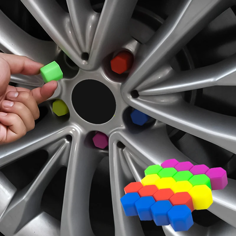 

20Pcs Luminous Silicone Car Tire Hub Screw Cover Universal Auto Anti-Rust Protection Cap Nuts Screw Bolt Decor Cover 17/19/21mm