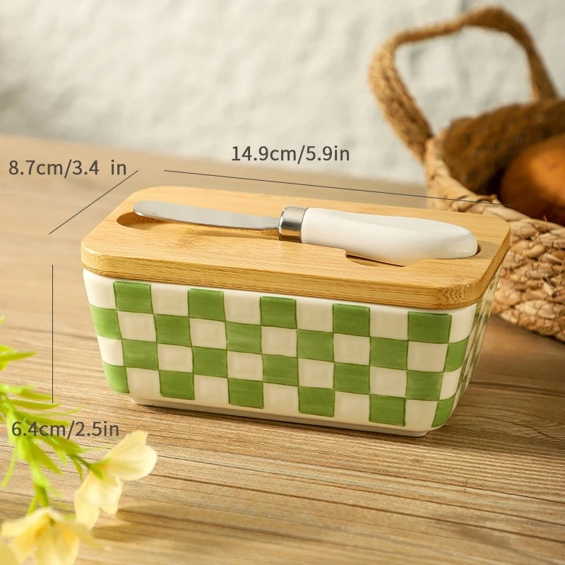 صندوق حاوية زبدة سيراميك على الطراز الأمريكي الرعو...