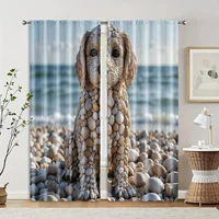 2pcs, Print Curtains cute dog Polyester (without rod) Versatile All Perfect for Home Decor and Privacy 2