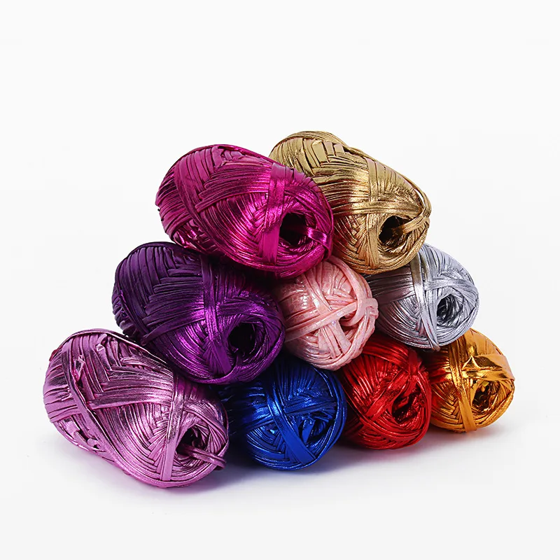 INS Metallic Yarn Crochet Knitting DIY Material Needlework Weaving Fancy Thick Cloth Wool Shinny Gold Silver Purse Handbag
