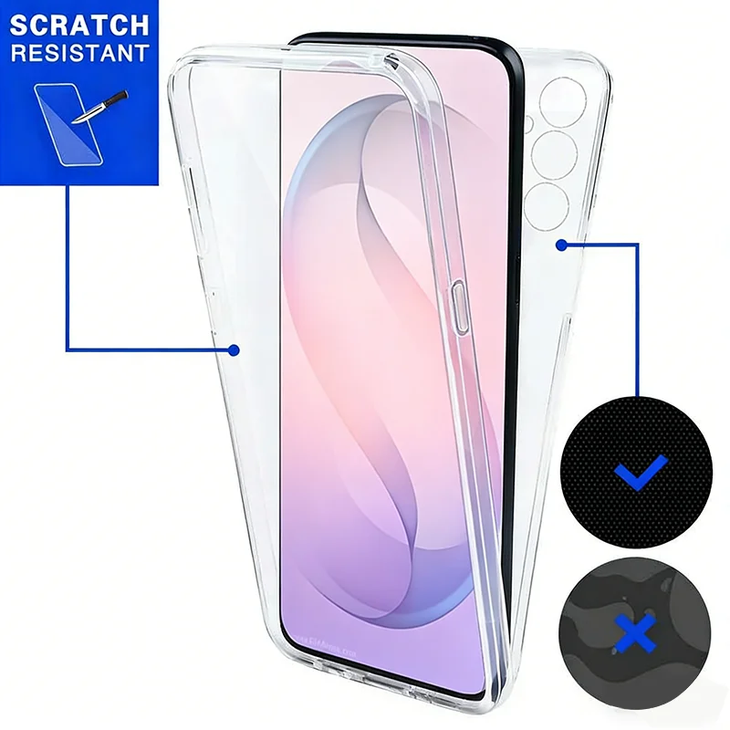 360 Full Shockproof Transparent Hybrid Case - Dual Layer PC+TPU Cover