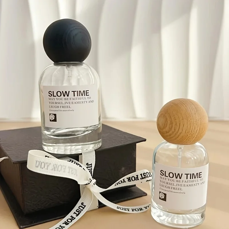 5PCS 30/50ML Empty Perfume Glass Bottles Wooden Lid Refillable