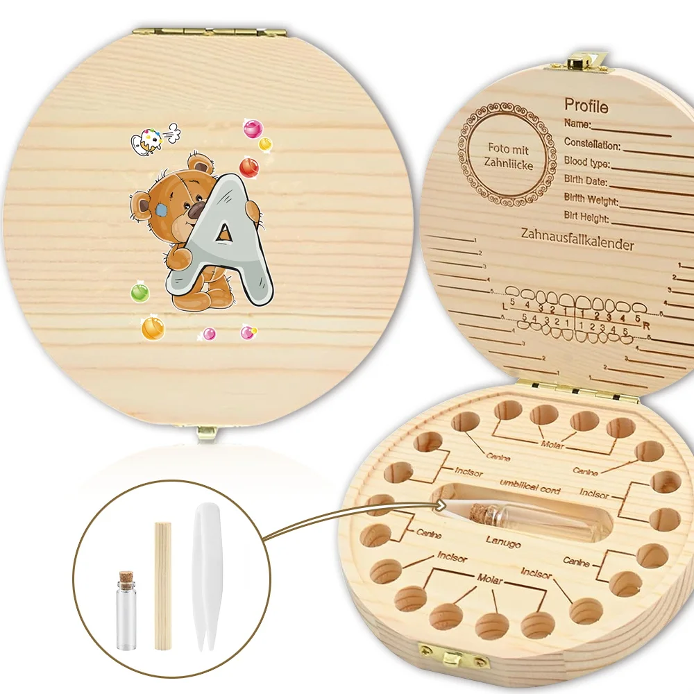 שן keeptar תיבת זיכרון ילד עץ לשן חמוד שן שומר מגן שיניים למנוע אובדן עבור דפוס דוב הבית