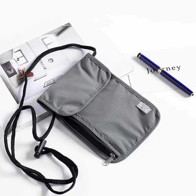

Waterproof Storage RFID Neck Nylon Pouch Card Passport Money Bag Document Pcs Travel Bag Wallet Document Card Passport 1