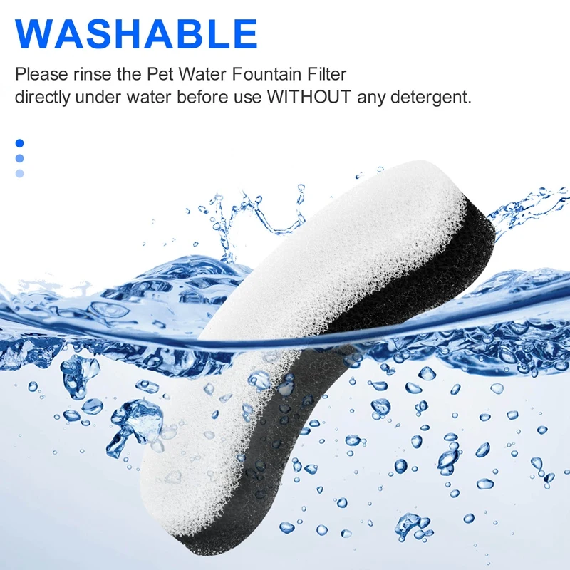 8Pcs Pet Water Fountain Filters Cat Water Fountain Sponge Filter Replacement WF050 Cat