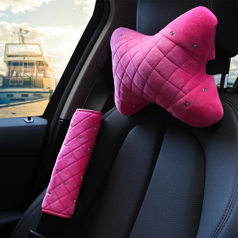 Auto Hoofdsteun Kussen, Cartoon Nekkussen voor Auto, Comfortabel Zacht Autostoel Kussen voor Rijden, Hoofdsteun Kussen, Schattig Nekkussen voor Reizen en Thuis 2 Stks (Tijger