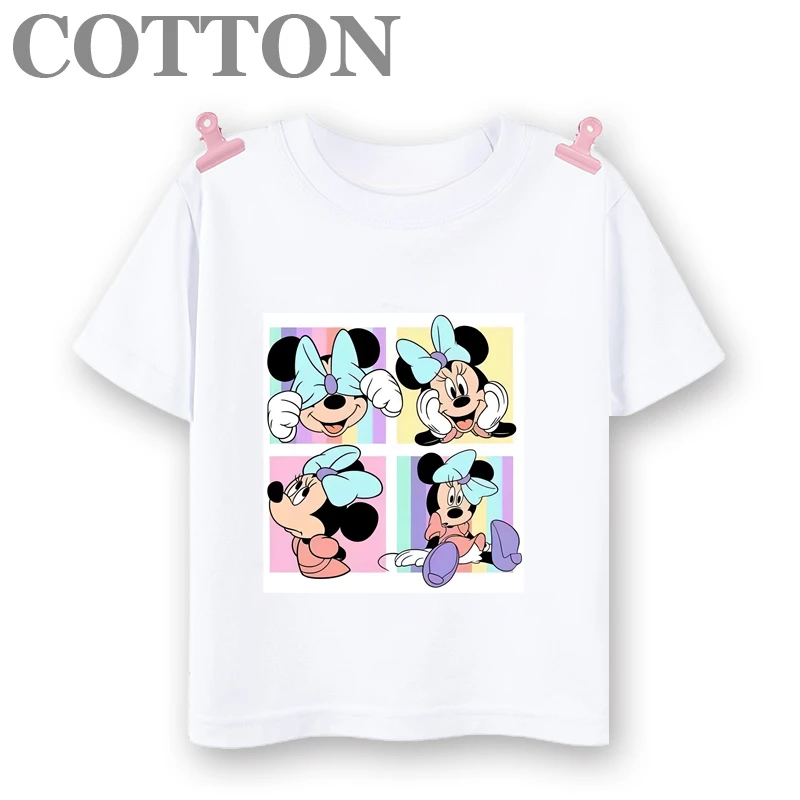 thumbnail image 1 of Camiseta de algodón con estampado de dibujos animados para niños, de manga corta, informal, de Disney Four Palace, Minnie Mouse, Anime, para verano, 1 of 4