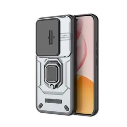 Enhanced Shockproof Armor Phone Case with Slide Camera Cover - Premium Protection Back Cover for HONOR 400 Pro (Gray)
