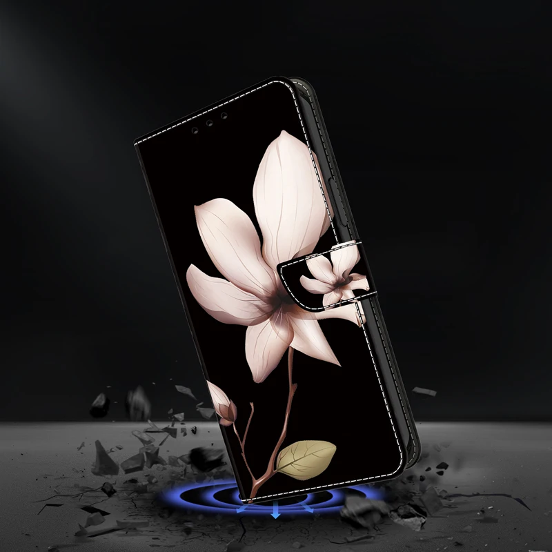 Elegant 3D Flower Pattern Flip Leather Wallet Case