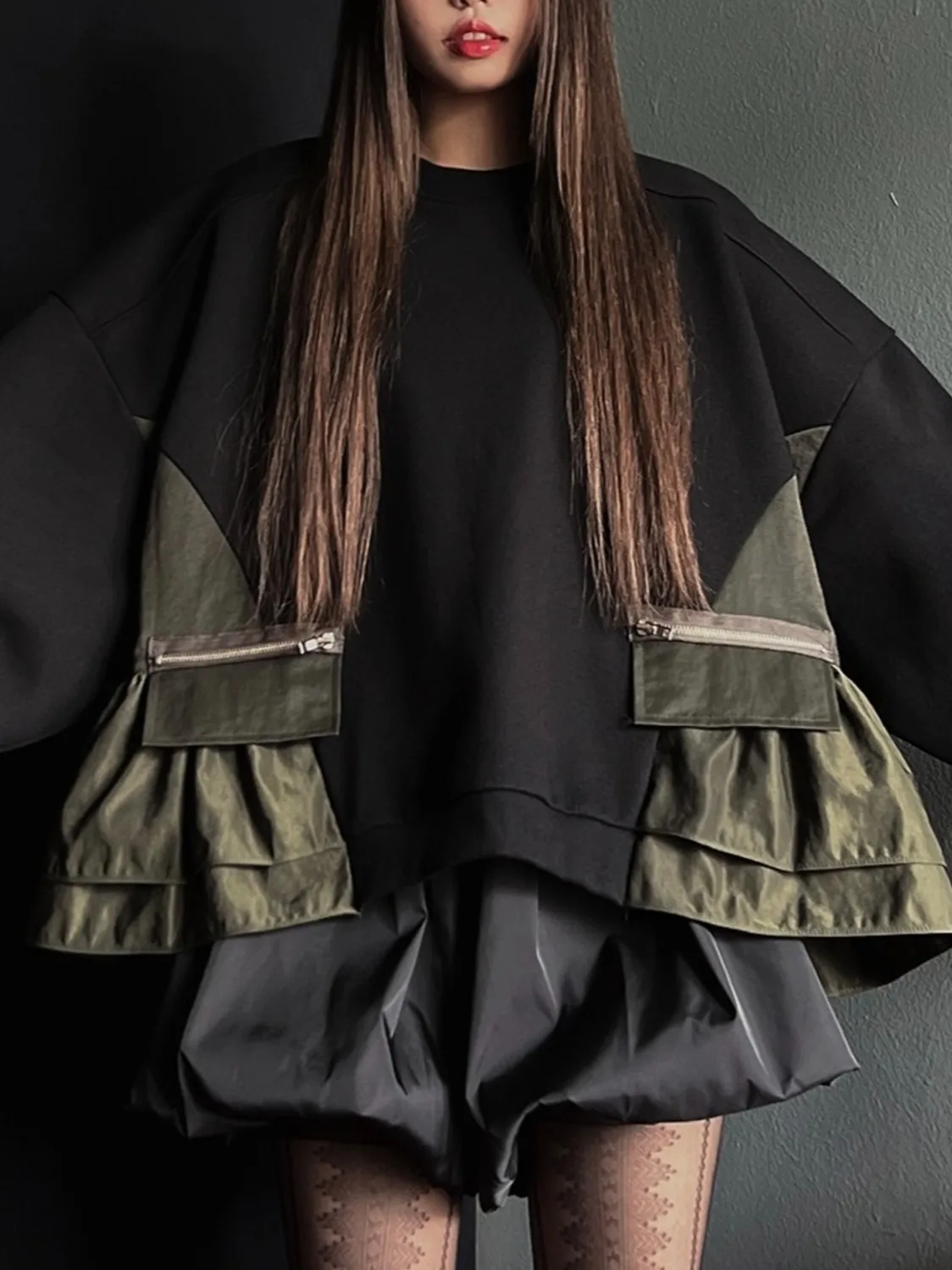 Chic Autumn Long Sve Hoodie Women's Crew Ne Patchwork Personalized Large ket Commute Sle Soft Medium Thin