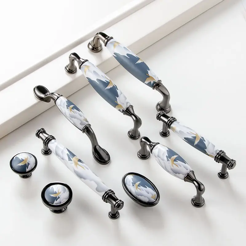 EuropeanstyleCeramicDoorHandlesAntiqueFurnitureHandlesSkyBlue