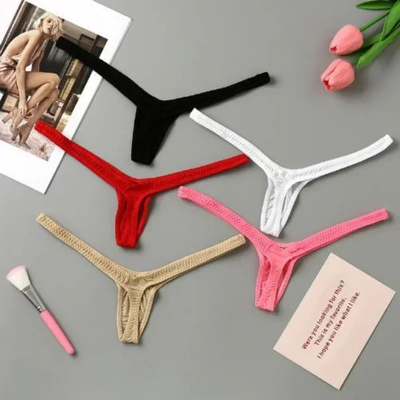 1/4 PCS Women's Thong Underwear G-string T-Back Lady Breathable Deep V Sexy Hot Low Waist Mini Panties Bikini Bottom Panty Women 1