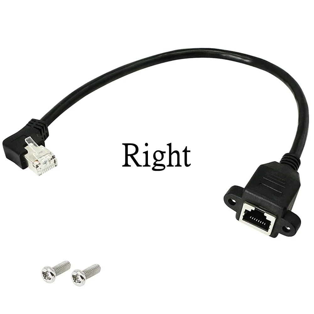 Lan 케이블 암수 연장 코드, RJ45 이더넷 케이블, 나사 패널 마운트, 왼쪽 오른쪽 각도, 90 도 상향, Cat5 케이블