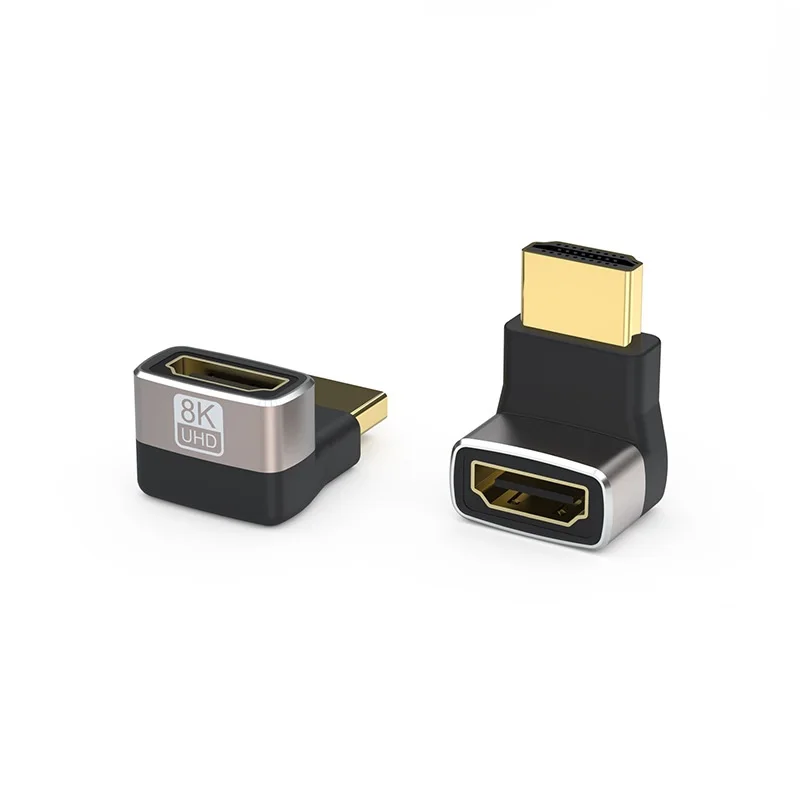 HDMI 2.1 암수 어댑터, HDTV 미니 마이크로 엘보, 90 도 오른쪽 리프트 업 다운, 암수 커넥터 컨버터, 8K60HZ
