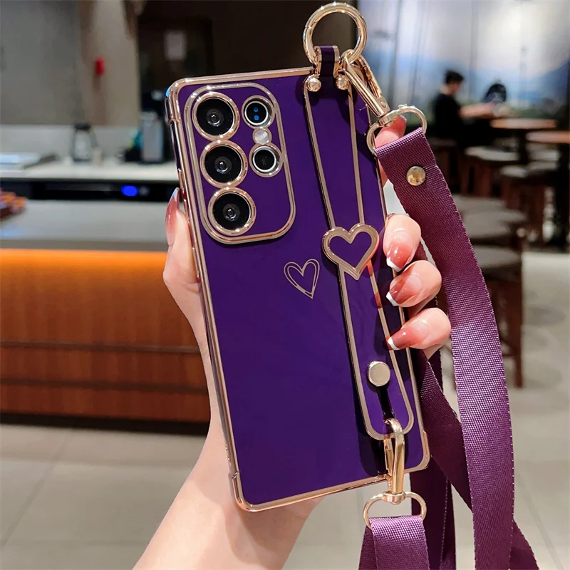 Heart Design Wristband Lanyard Phone Case Cover