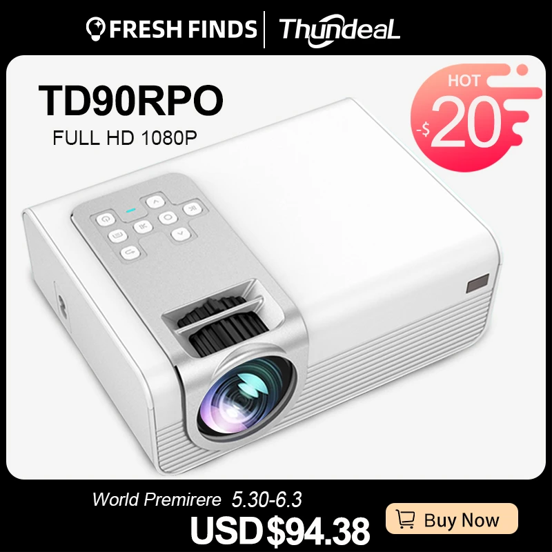 ThundeaL TD90 Pro Ful HD Projector Mini LED Android WiFi TD90Pro Native 1080P Projector Video Home Cinema 3D Movie LED Proyector