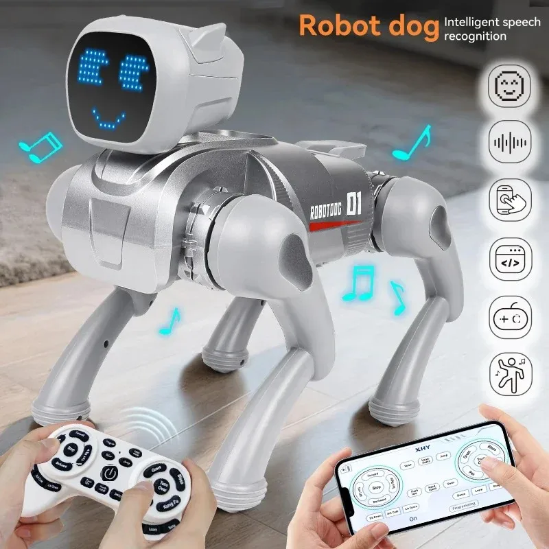 Cane Robot Intelligente AI, Controllo Vocale con Funzione Wake, Azioni Programmabili, Oltre 30 Movimenti, Espressioni LED, Batteria da 60 Minuti per Bambini - immagine 2