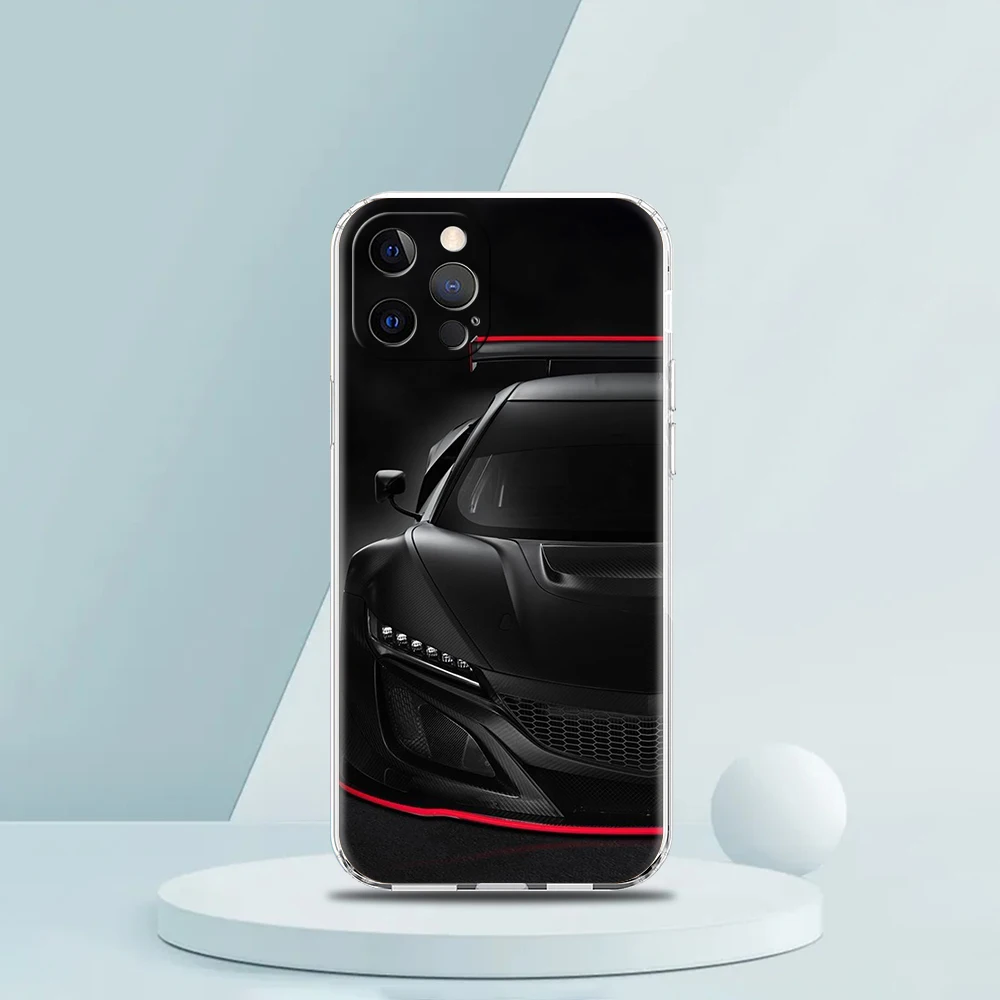 Sleek Black Car Phone Case with Transparent Design