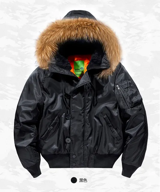 Bomber Jacket Parka With Coloured Fur Winter Men Pilot Jacket Fur