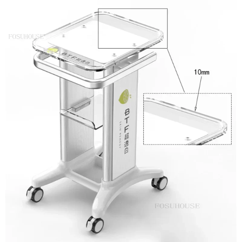 Aluminum Trolleys Beauty Salon Instrument Tool Trolley Cart Acrylic Base Dental Clinic B Ultrasound Customization Medical Cart e
