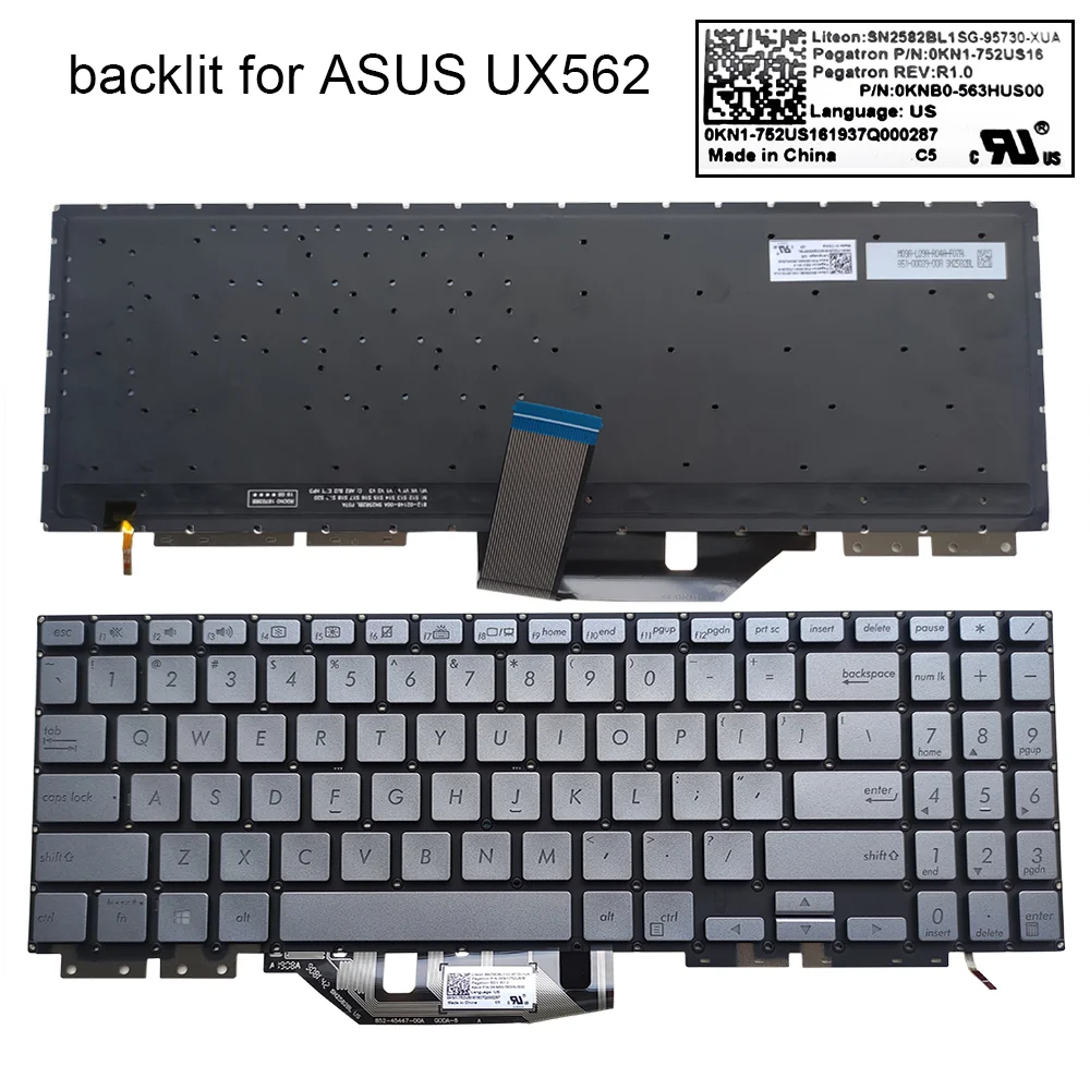 Teclado Retroiluminado dos Eua para Asus Zenbook Flip 15 Q526f Q526fa Ux562 Ux562f Ux562fa Ux562fac Backlight 0knb0563hus00 563gus00 Novo - Imagem 5