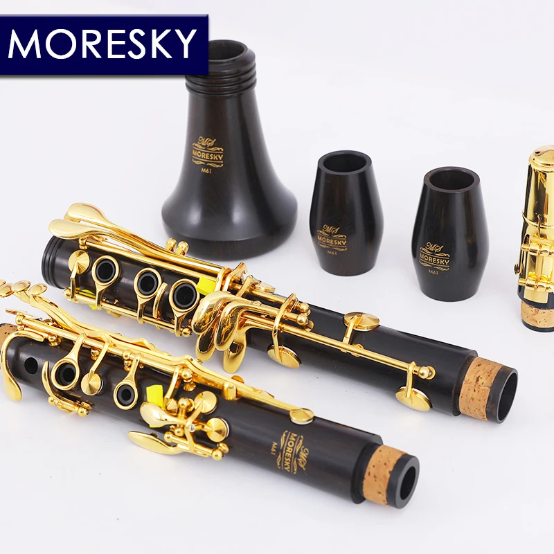 MORESKY Clarinet bB Clarinet Wood ebony clarinet Tube 17 Keys Grenadilla Sib Klarnet M61