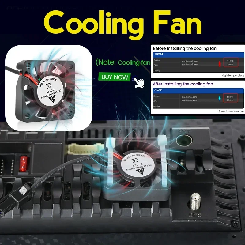 7862 시리즈 냉각 팬 12V 안드로이드 자동차 라디오 스테레오 수신기 멀티미디어 플레이어 헤드 유닛 컴퓨터 기계 섀시 액세서리