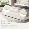 Luxurious King Platform Bed Frame, Velvet Upholstered Headboard with 2 Built-in Wall Sconces & Nightstands, Sturdy Metal & Solid 6