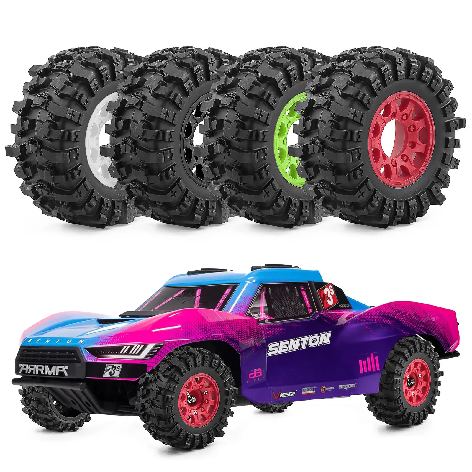 Roues et pneus pour crawler RC 1/10, 18mm de large, avec boulons hexagonaux 12/14/17mm inclus