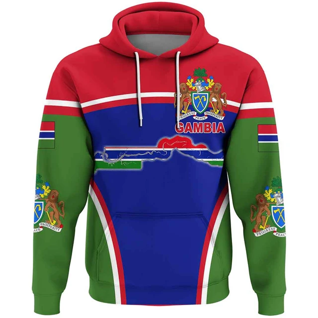 Sweats à capuche College 3D de la Gambie africaine pour hommes, vêtements de survêtement Foostiendra c, graphique d'emblème national, sweat à capuche PVD, vêtements pour hommes, Y-Map Feel 1