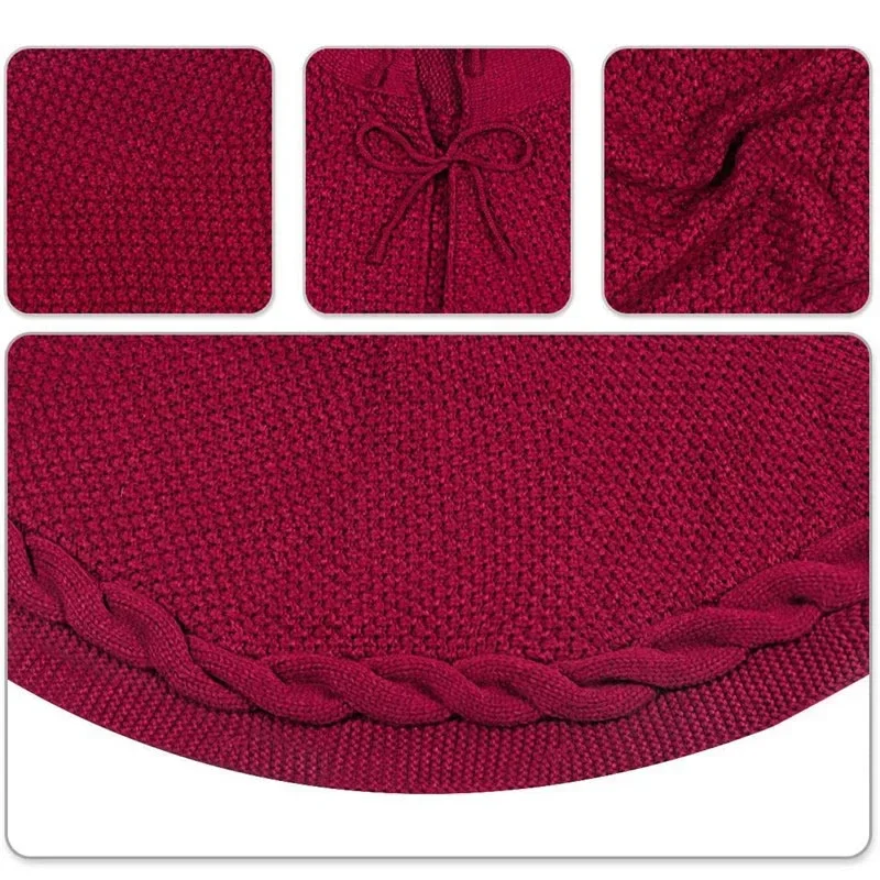 48 Inch Christmas Tree Skirt Knitted Thick Home Christmas Decoration Supplies Red Knitted Navidad Tree Apron christmas tree skirt