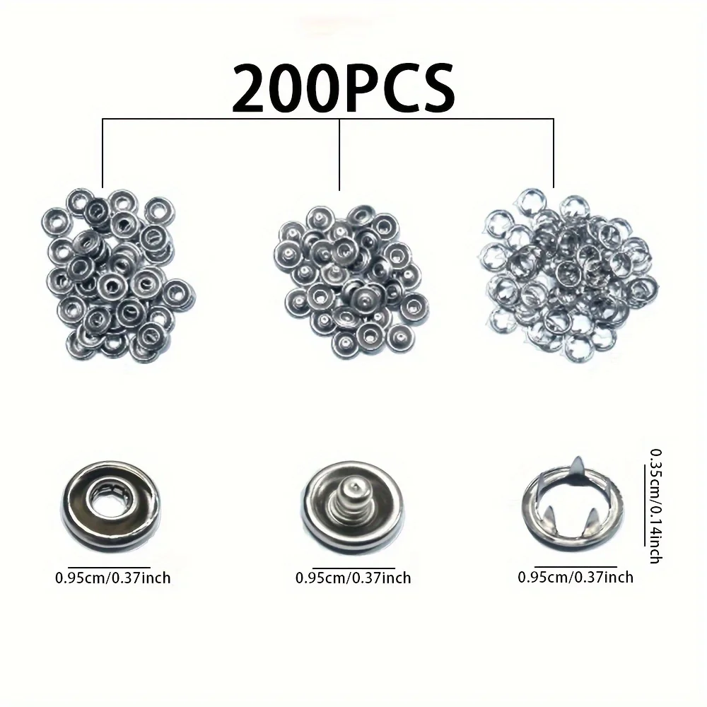 Sewing Buttons 200pcs Metal And 1pc Snap Fastener Pliers Set Easy DIY Clothes Buckle Installation