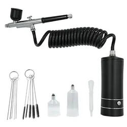 Portable Airbrush Painting Kit with Compressor for Nail Art and Cake Decorating (Black)