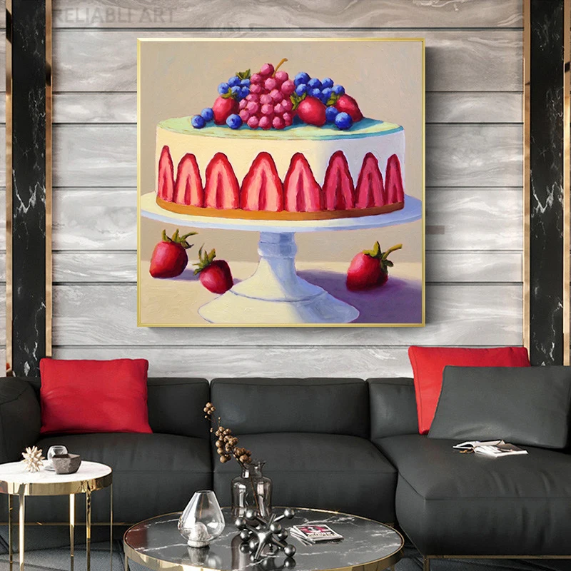 Modern Cartoon Dessert Cake Ice Cream Canvas Painting Wall Art Food Posters and Prints for Kitchen Dining Room Decor Cuadros