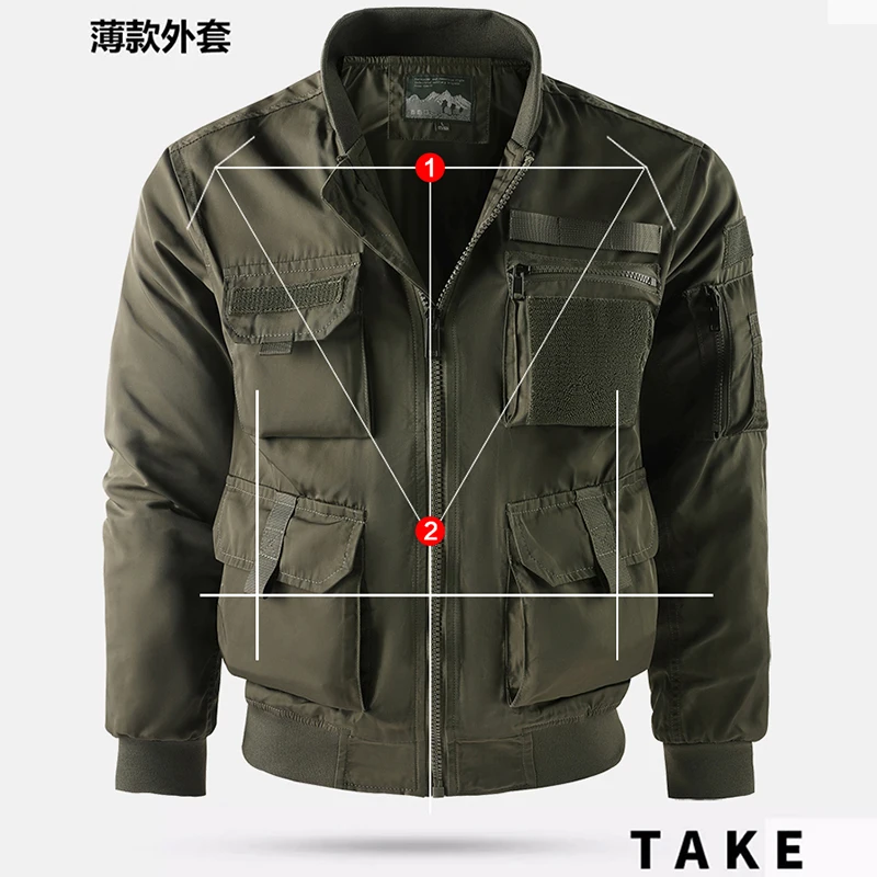 

Hotselling functional pilot jacket American baseball multi pocket jacket workwear vintage motorcycle casual outdoor men's jacket