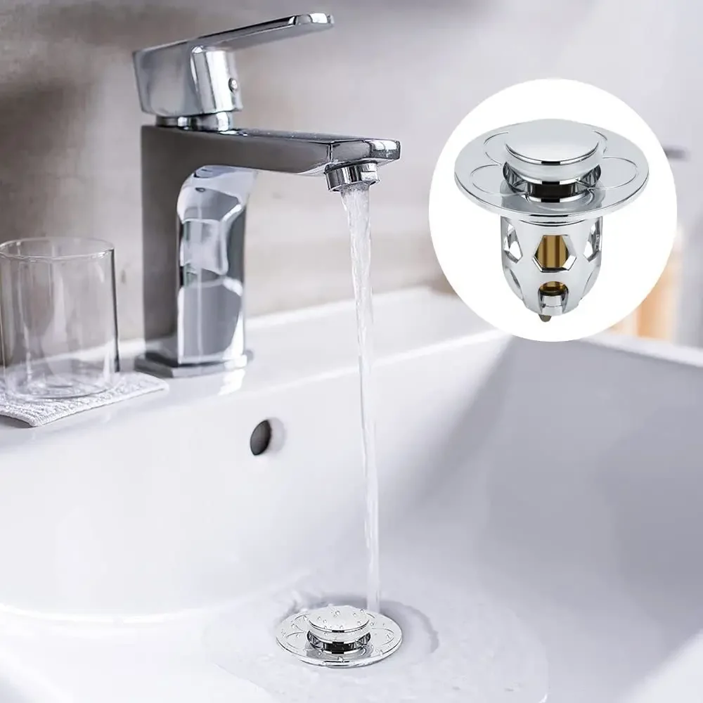Description Picture 6 of itemBathroom Drain Cover Drain Stopper Pop-Up Bounce Core Basin Drain Filter Valve Hair Catcher Shower Sink Strainer Bath Stopper