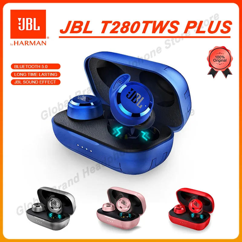 100 Original JBL T280 TWS PLUS True Wireless Bluetooth Headphones